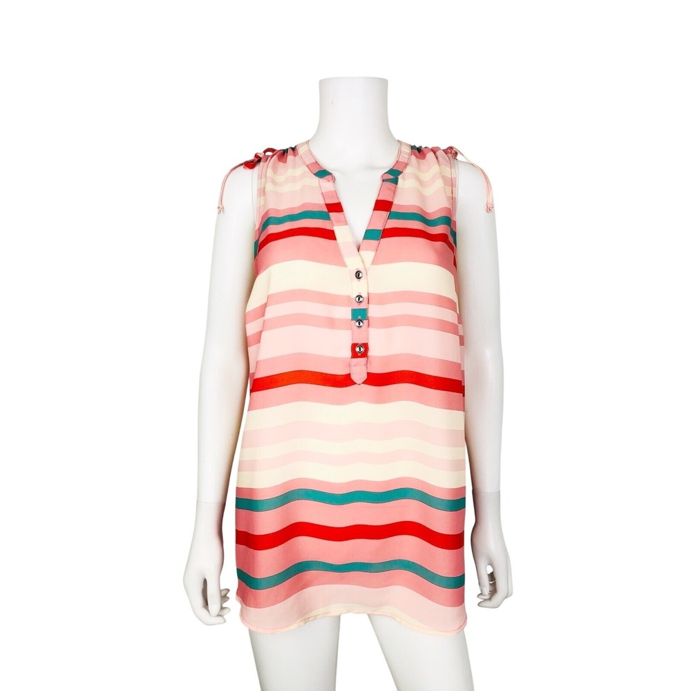 Torrid Women's Top Blouse Multi Stripe Tie Shoulder Georgette Size 0 L XL NEW